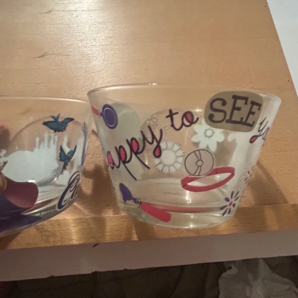 Disney Cinderella and Doc McStuffins Glass Bowls Set of 2 Clear Multicolor